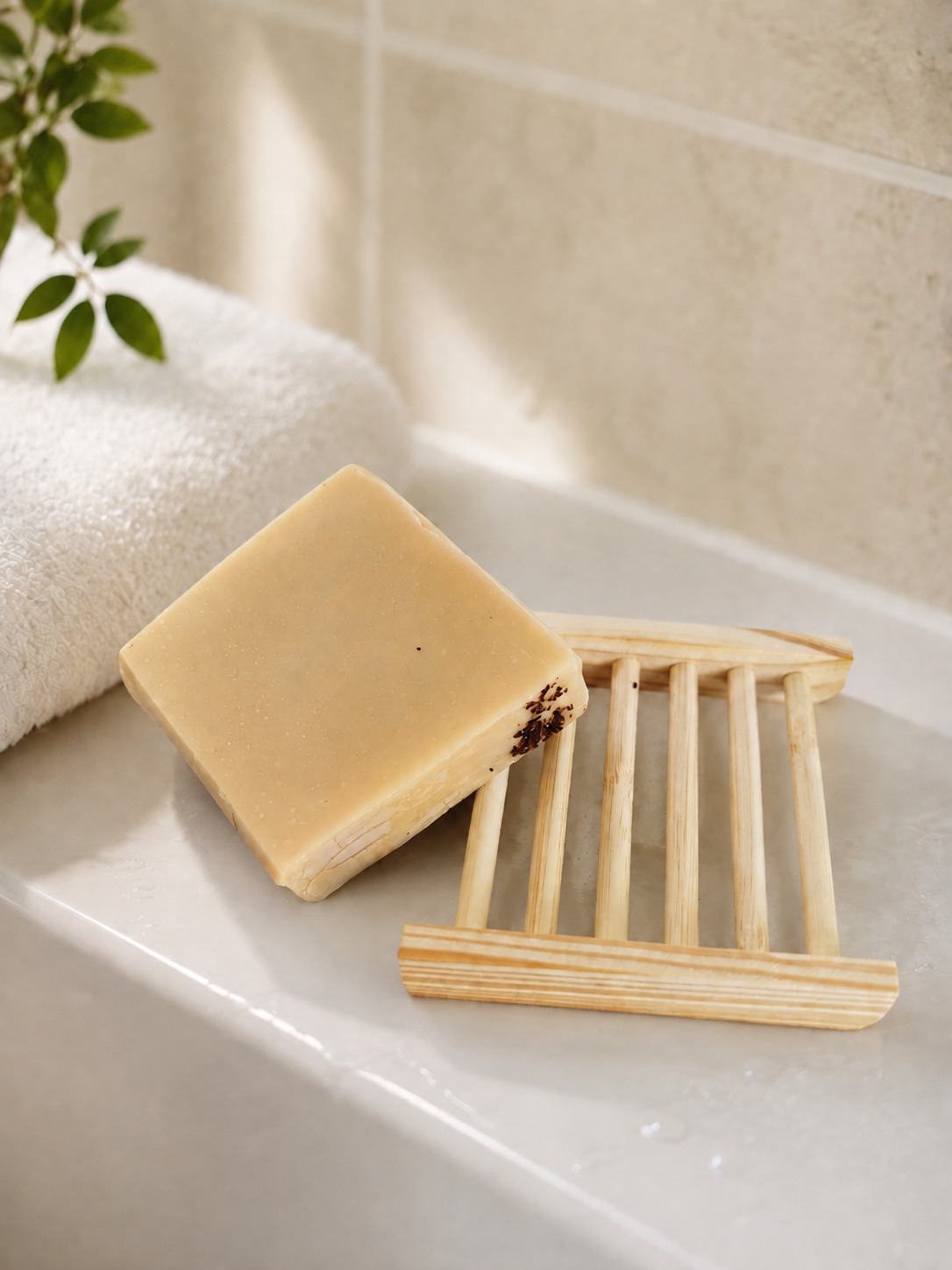 Pack 2 jabones sólidos Vinaluva de uva 100 g + jabonera de madera de regalo
